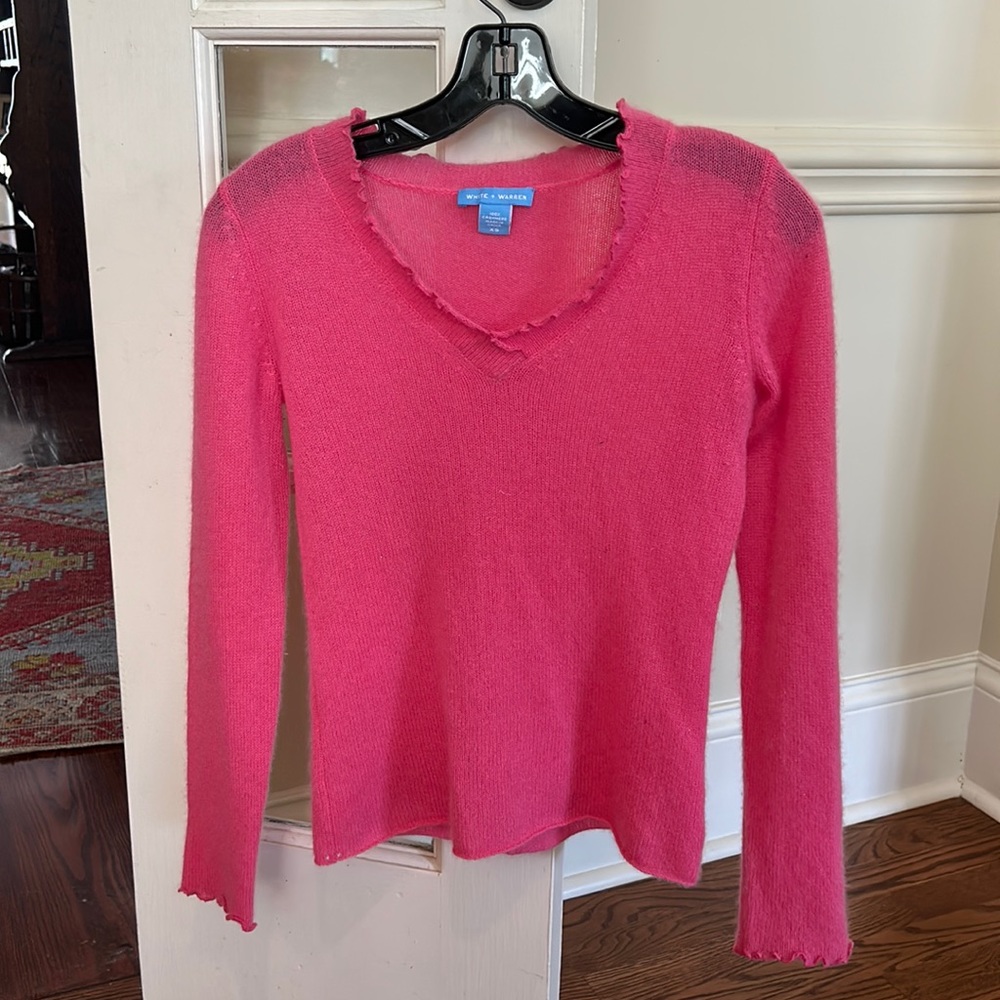 White + Warren pink cashmere sweater